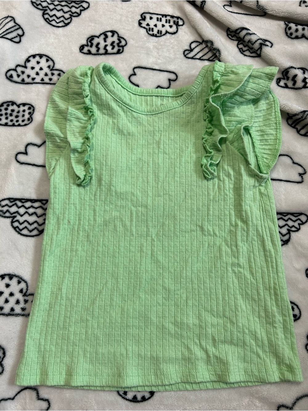 Girls' Light Green Ruffle Sleeve Top